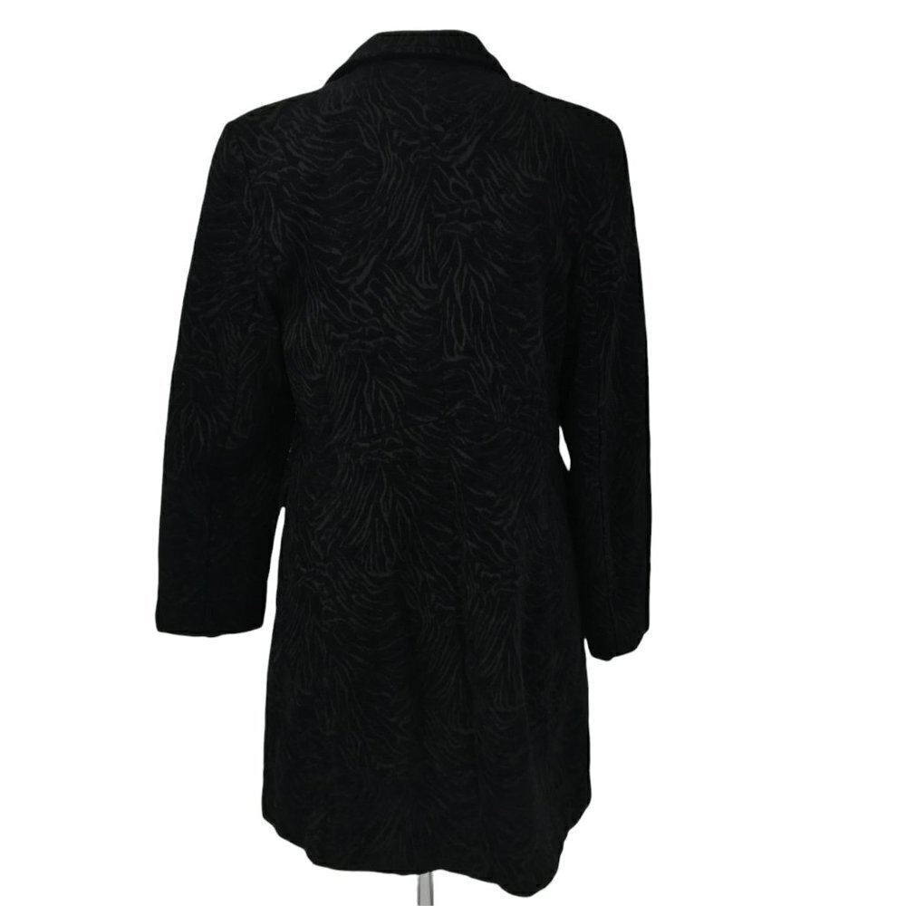 Dress Barn Dress Jacket Size S Zebra Embossed Black Monochromatic Trench Peacoat - Picture 9 of 12